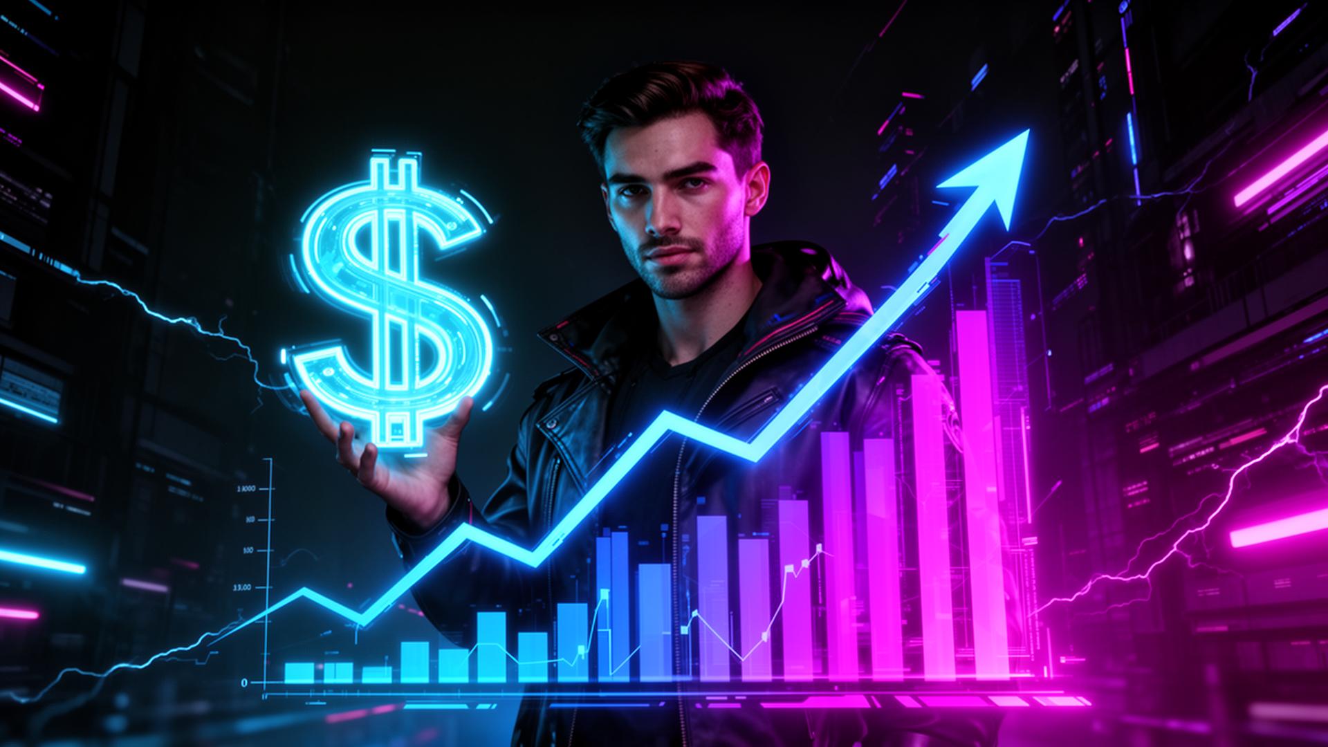 Commissionable Income 2026/2027 hero — neon income chart growing